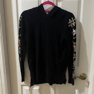 INC International Concepts Black Sweater with Metallic Accents